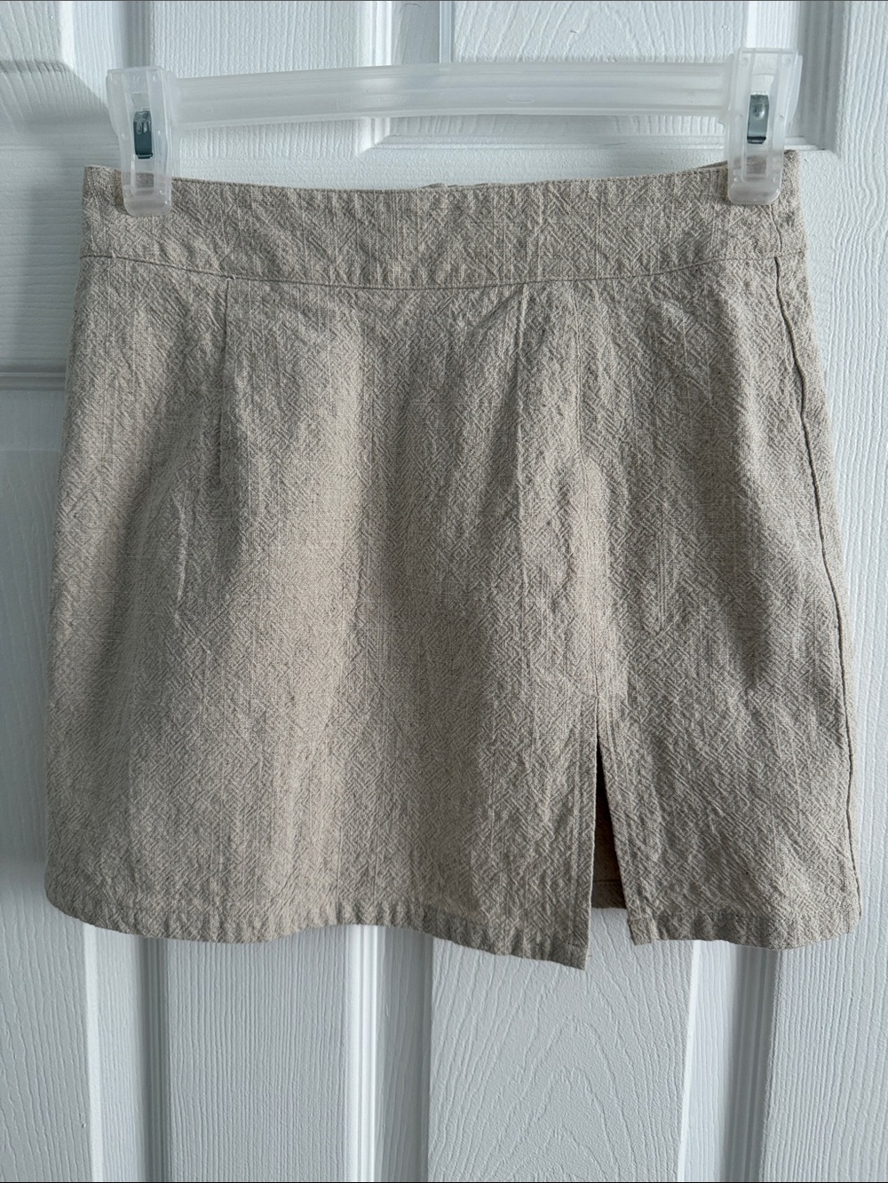 Lioness Lola Linen Blend Mini Skirt - Oatmeal Beige Textured Neutral - Size XS